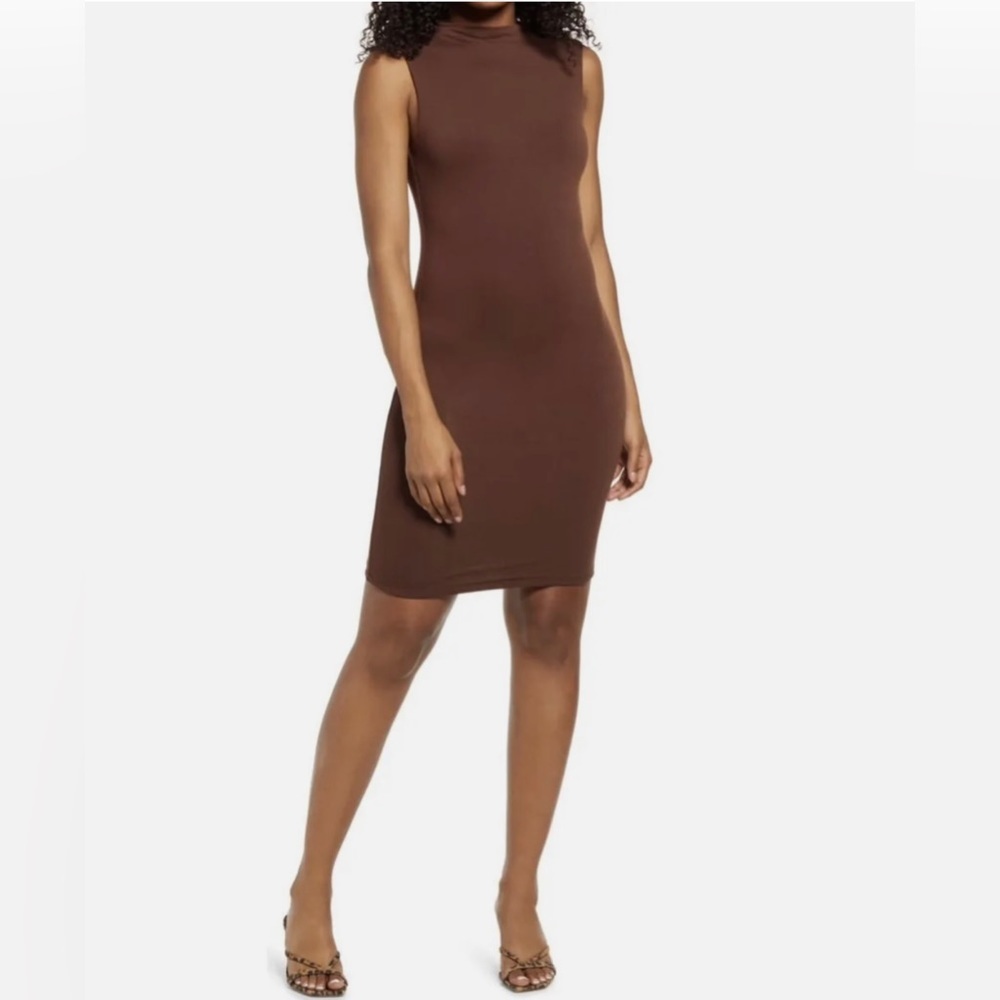 NAKED WARDROBE Tank Bodycon Minidress//Size‎ Medium//Brown - Picture 11 of 11
